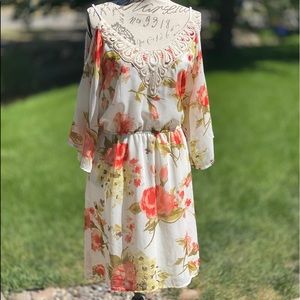 Pretty Cold Shoulder Semi Sheer Dress 13